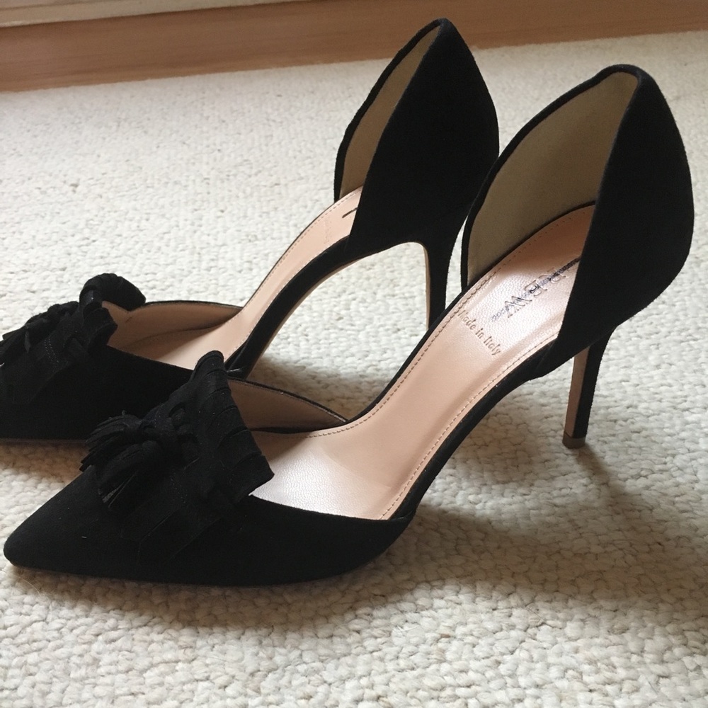 J Crew D’Orsay black suede high heels Size 7